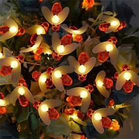 Solar String Lights Outdoor Waterproof Simulation Honey Bees Lamp Fairy Lights with 8 Lighting Decor for Garden Xmas Decorations (Color: warmwhite)