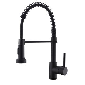 Single Handle Pull-Down Sprayer Kitchen Faucet (Color: Matt Black)