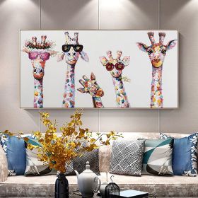 Hand Painted Oil Painting  Horizontal Abstract Animals Giraffe Modern Living Room Hallway Bedroom Luxurious Decorative Painting (size: 90X120cm)