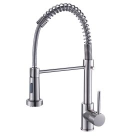 Single Handle Pull-Down Sprayer Kitchen Faucet (Color: Brushed Nickel)