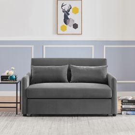 Leisure Loveseat Sofa for Living Room with 2 pillows (Color: Dark Gray)