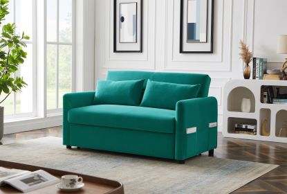 Leisure Loveseat Sofa for Living Room with 2 pillows (Color: Blue)