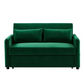 Leisure Loveseat Sofa for Living Room with 2 pillows (Color: dark green)