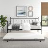 Metal Twin Daybed with Trundle/ Heavy-duty Sturdy Metal/ Noise Reduced/ Trundle for Flexible Space/ Vintage Style/ No Box Spring Needed