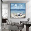 Hand Painted Oil Paintings Abstract Seascape Painting Boats On The Beach Living Room Hallway Luxurious Decorative Painting