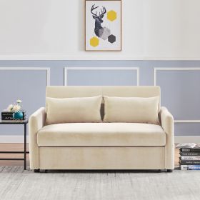 Leisure Loveseat Sofa for Living Room with 2 pillows (Color: beige)