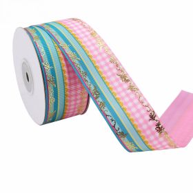 Duplex Printing Bronzing Ribbon Flower Series (Option: 5yard 4.5m-10Color-3.8cm)