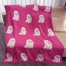 Half Velvet Blanket Ghost Blanket Knitted (Option: Pink-130x180)