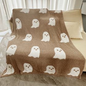 Half Velvet Blanket Ghost Blanket Knitted (Option: Khaki-130x180)