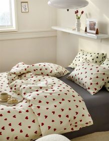 Green Polka Dot All Cotton Pure Cotton Artistic 15 M18 M Bed Four-piece Set (Option: Love Pink-1.8m three piece suit)